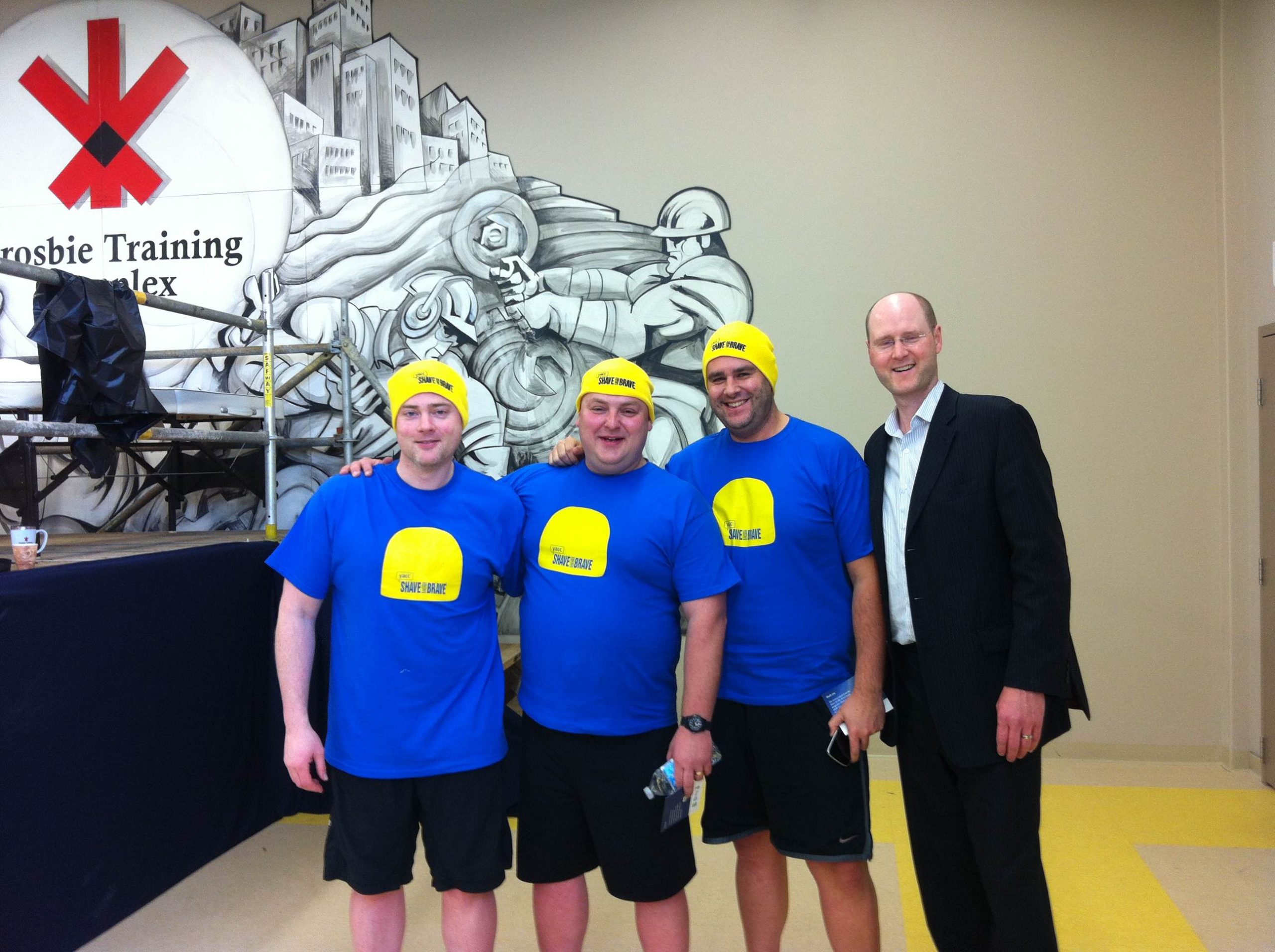3 shavers and geoff after their head shave and leg waxing
